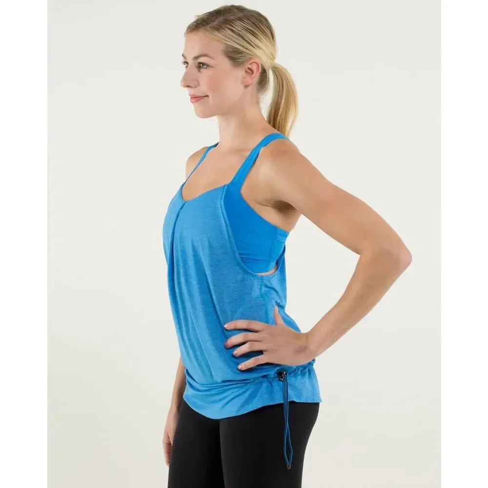 Lululemon Blue Rest Less Cinch Waist Activewear Tank Top Women's 6/8 - Picture 8 of 10